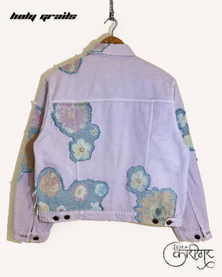 Streetwear Style 'Summer Crush' Lavender Blue Upcycled Denim Jacket HG x Just A Karigar - Back