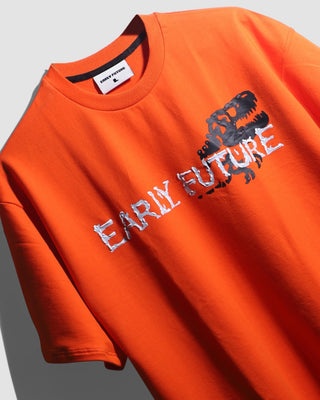 Streetwear Style 'T-Rex' Orange Oversized T-Shirt - Front