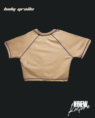 Streetwear Style 'The Brown Stitch' Brown French Terry Cotton 240 GSM Crop Top - Back