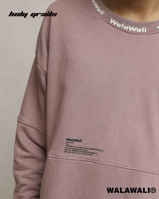 Streetwear Style 'The Definition Sliver Pink Crewneck Oversize Sweatshirt' HG X WalaWali - Front Close Up