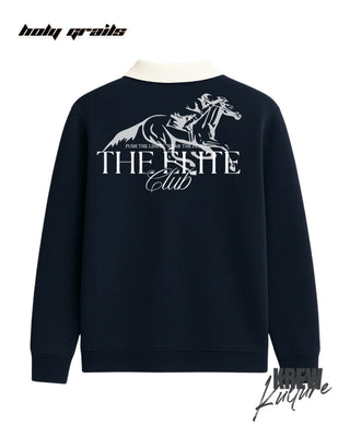 Streetwear Style 'The Elite' Navy Blue 280 GSM French Terry Cotton Screen Printed Polo T-Shirt HG x Krewe Kulturr - Back