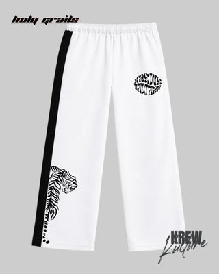 Streetwear Style 'The MoonSplit' White 240 GSM French Terry Lycra Screen Printed Lower HG x Krewe Kulturr - Front