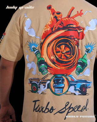 Streetwear Style 'Turbo Speed' Ceramic Beige Oversized Tee - Back