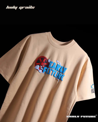 Streetwear Style 'Turbo Speed' Ceramic Beige Oversized Tee - Front