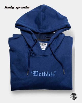 Streetwear Style 'Unbothered' Denim Blue 325 GSM Cotton 60% Polyester 40% Oversize Hoodie HG x DRBL - Front Folded Close Up