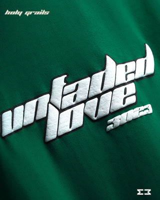 Streetwear Style 'Unfaded Love' Green 240 GSM 100% Cotton Puff Print Oversize Tee HG x Jammer - Front Close Up