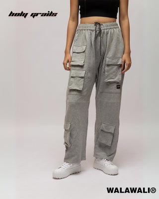 Streetwear Style 'Utility Grey 240 GSM 100% Cotton Boxy Fit Joggers' HG X WalaWali - Front