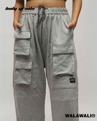 Streetwear Style 'Utility Grey 240 GSM 100% Cotton Boxy Fit Joggers' HG X WalaWali - Front Close