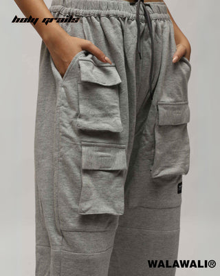 Streetwear Style 'Utility Grey 240 GSM 100% Cotton Boxy Fit Joggers' HG X WalaWali - Side Close