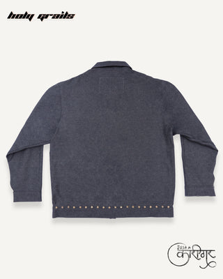 Streetwear Style 'Vintage Rock' Dark Grey Denim Jacket - Back
