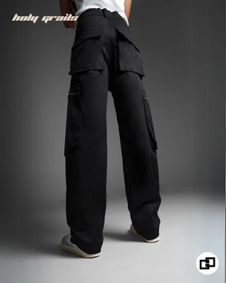 Streetwear Style 'Work Shop Cargo' Black Oversized Premium luxury heavy & cotton-blend fabric Pants HG x Grey Hound - Back