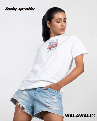 Streetwear Style 'YOLO Capsule' White 100% Cotton Skinny Fit T-Shirt Dress HG X WalaWali - Front Full