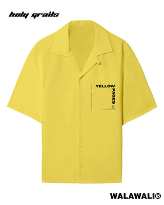 Streetwear Style 'Yellow Pages' 100% Cotton Popin Oversize Bowling Shirt HG X WalaWali - Front