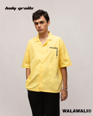 Streetwear Style 'Yellow Pages' 100% Cotton Popin Oversize Bowling Shirt HG X WalaWali - Front 1