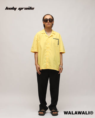 Streetwear Style 'Yellow Pages' 100% Cotton Popin Oversize Bowling Shirt HG X WalaWali - Front Full