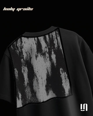 Streetwear 'Angel Grey Patch' Black 240 GSM French Terry Lycra Graphic Oversize Tee HG x Sullitt  - Back Close