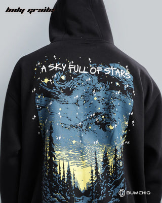 Streetwear 'Coldplay' Black 350-370 GSM 100% Cotton Printed Oversize Hoodie HG x Bumchiq - Back Print Close Up