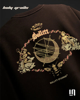 Streetwear 'Dark Brown Angel' 260 GSM 95% Cotton 5% Spandex Graphic OversizeTee HG x Sullitt - Back Close Up