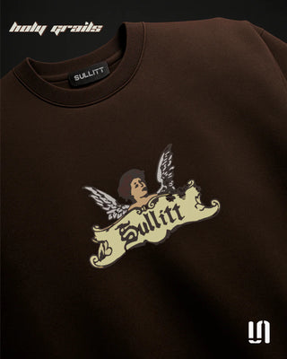 Streetwear 'Dark Brown Angel' 260 GSM 95% Cotton 5% Spandex Graphic OversizeTee HG x Sullitt - Front Close Up