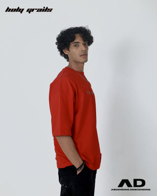 Guy in Streetwear 'Offensive Santa' red 250 GSM bio-wahsed cotton oversize printed tee HG x AD - Side