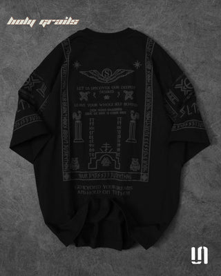 Streetwear 'Pharaoh' Black 240 GSM 100% Cotton Puff Print Oversize Tee HG x Sullitt - Back