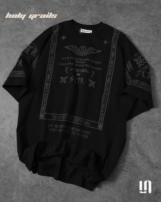 Streetwear 'Pharaoh' Black 240 GSM 100% Cotton Puff Print Oversize Tee HG x Sullitt - Front