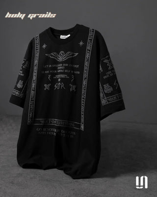 Streetwear 'Pharaoh' Black 240 GSM 100% Cotton Puff Print Oversize Tee HG x Sullitt - Front Side