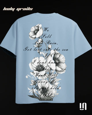 Streetwear Style 'Blue Blossom Rain Flower' 260 GSM 95% Cotton 5% Spandex Graphic Printed Oversize Tee HG x Sullitt - Back