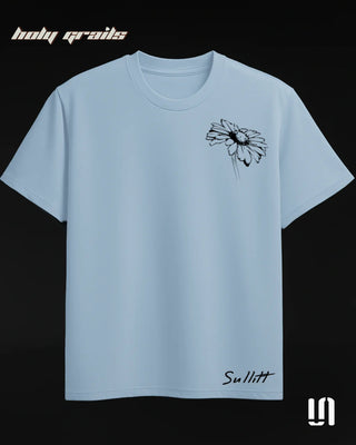 Streetwear Style 'Blue Blossom Rain Flower' 260 GSM 95% Cotton 5% Spandex Graphic Printed Oversize Tee HG x Sullitt - Front