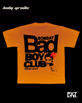 Streetwear Style 'Bombay Bad Boy Club' Oversized Orange 240 GSM Cotton T-shirt HG x Pvt Ltd - Back