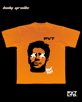 Streetwear Style 'Bombay Bad Boy Club' Oversized Orange 240 GSM Cotton T-shirt HG x Pvt Ltd - Front