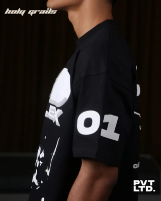 Streetwear Style 'F//k Your God Complex' Oversized Black 240 GSM Cotton T-shirt HG x Pvt Ltd - Side