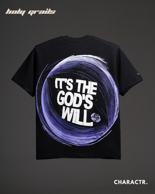 Streetwear Style 'It's The God's Will' Oversized Black 260 GSM Terry Cotton T-Shirt - Back