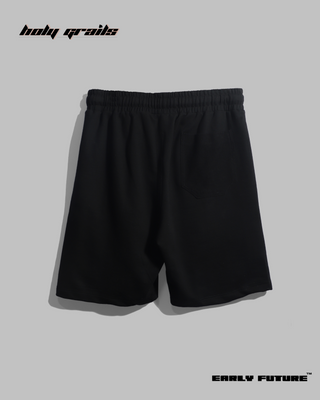 Streetwear Style 'Jet Black Shorts' 290 GSM Terry Cotton - Back on Wall