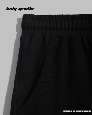 Streetwear Style 'Jet Black Shorts' 290 GSM Terry Cotton - Front Pocket Close Up