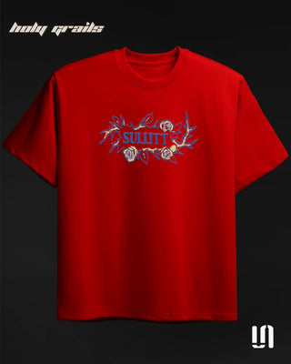 Streetwear Style 'Mama Didn't Raise Victim' Orange 260 GSM 95% Cotton 5% Spandex Graphic Printed Oversize Tee HG x Sullitt - Front