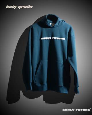 Streetwear Style 'Not A Unicorn' Teal Blue Oversized 320 GSM Terry Cotton Hoddie - Front