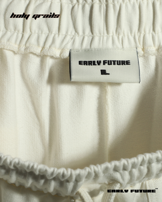 Streetwear Style 'Off White Shorts' 290 GSM Terry Cotton Shorts - Front Close Up Brand Tag