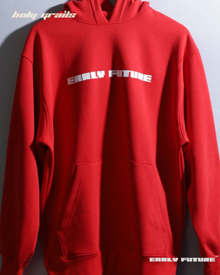 Streetwear Style 'Red Necessary' Oversized 320 GSM Terry Cotton Hoddie - Front