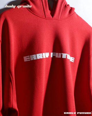 Streetwear Style 'Red Necessary' Oversized 320 GSM Terry Cotton Hoddie - Front Close Up