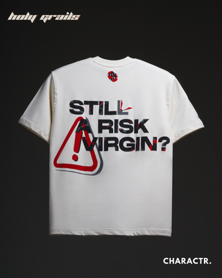 Streetwear Style 'Still A Risk Virgin?' White Oversized 260 GSM Terry Cotton T-Shirt - Back