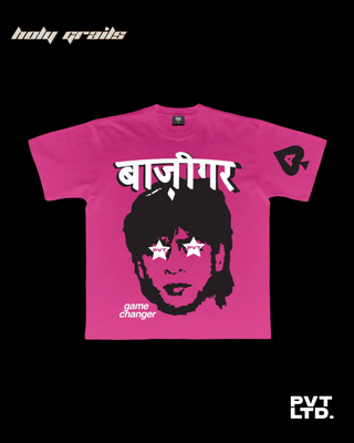 Streetwear Style 'The Shahrukh' Pink Oversized 240 GSM Cotton T-Shirt - Front