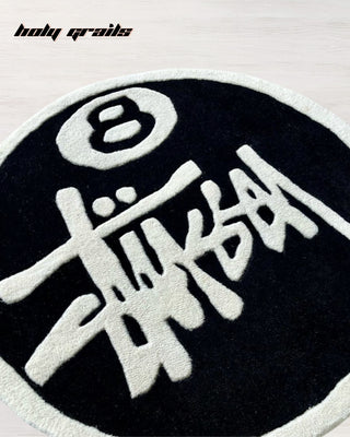 Stüssy 8-Ball Tufted Rug On Floor Close Up