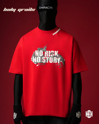 'The Glory' Red 240 GSM 100% Terry Cotton Puff Printed Graphic Oversized T-Shirt HG x Charactr - Front