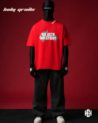 'The Glory' Red 240 GSM 100% Terry Cotton Puff Printed Graphic Oversized T-Shirt HG x Charactr - Front Full