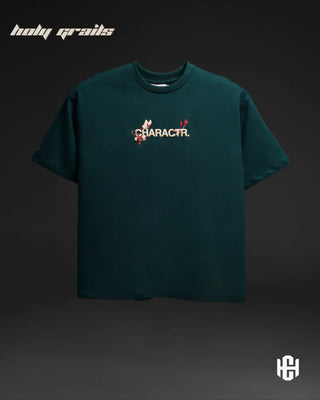 'The Milf' Green 240 GSM Terry Cotton Puff Printed Graphic Oversized T-Shirt HG x Charactr - Front