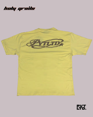 'The Nazar' Yellow 260 GSM Looper Lycra Graphic Printed Oversize T-Shirt HG x Pvt Ltd - Back