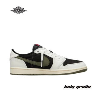 Travis Scott x Nike Air Jordan 1 Retro Low OG SP 'Olive' Sneakers - Side 1