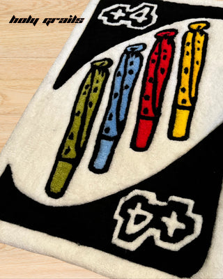 Uno Reverse Tufted Rug On Floor Close Up