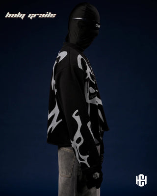 'Veilborn' 400 GSM Waffle Knit Screen Print Full Sleeve Crewneck Oversize T-Shirt HG x Charactr - Side 1